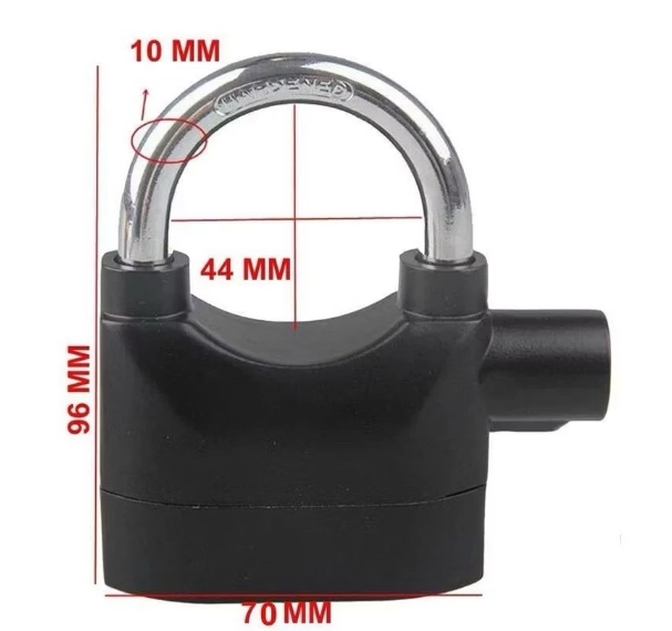 Cadeado antifurto para motocicleta com alarme sonoro