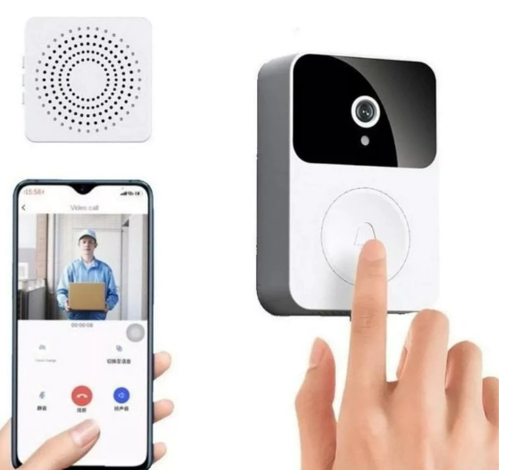 Campainha Com Câmera Vídeo Porteiro Sem Fio Wi-Fi HD Inteligente Smart Home Vê Pelo Celular Recarregáve
