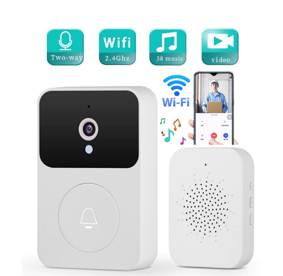 Campainha Com Câmera Vídeo Porteiro Sem Fio Wi-Fi HD Inteligente Smart Home Vê Pelo Celular Recarregáve