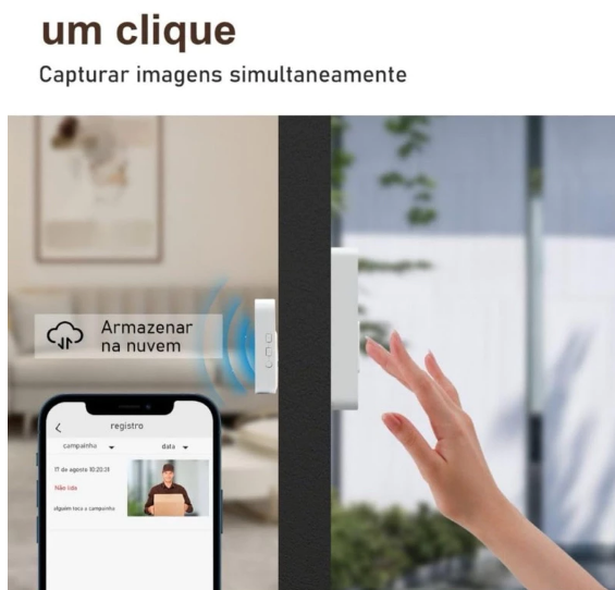 Campainha Com Câmera Vídeo Porteiro Sem Fio Wi-Fi HD Inteligente Smart Home Vê Pelo Celular Recarregáve