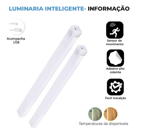 Sensor de Presença lâmpada noturna LED com sensor de movimento sem fio USB recarregável para de armário de cozinha guarda-roupa entre outros